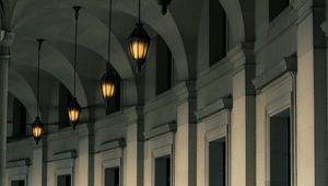 Preview wallpaper building, lights, columns, architecture