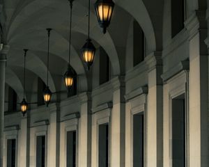 Preview wallpaper building, lights, columns, architecture