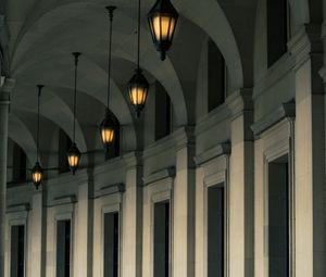 Preview wallpaper building, lights, columns, architecture