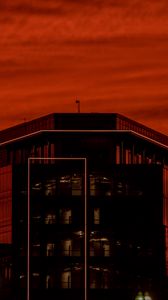 Preview wallpaper building, lights, lines, evening, dark