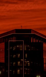 Preview wallpaper building, lights, lines, evening, dark