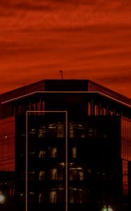 Preview wallpaper building, lights, lines, evening, dark