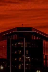 Preview wallpaper building, lights, lines, evening, dark