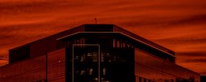 Preview wallpaper building, lights, lines, evening, dark