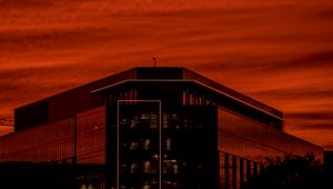 Preview wallpaper building, lights, lines, evening, dark