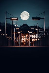 Preview wallpaper building, lights, moon, night