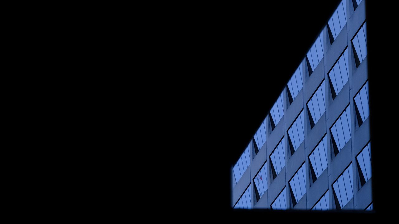 Wallpaper building, lines, black background, blue, architecture