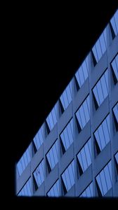 Preview wallpaper building, lines, black background, blue, architecture