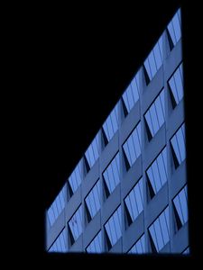 Preview wallpaper building, lines, black background, blue, architecture