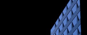 Preview wallpaper building, lines, black background, blue, architecture