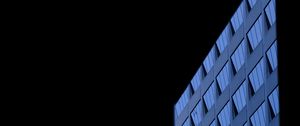 Preview wallpaper building, lines, black background, blue, architecture