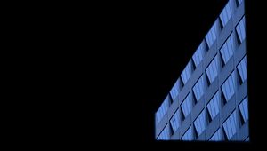 Preview wallpaper building, lines, black background, blue, architecture