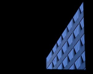 Preview wallpaper building, lines, black background, blue, architecture