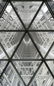 Preview wallpaper building, lines, triangles, glass, architecture, bw