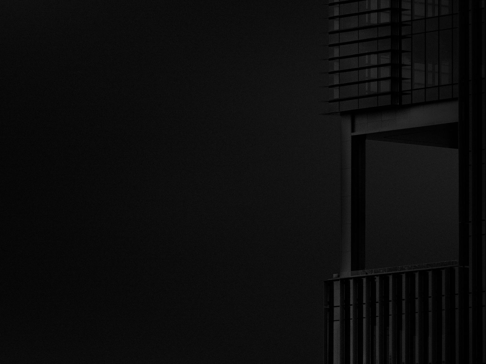 Download wallpaper 1600x1200 building, minimalism, bw, black, dark,  architecture standard 4:3 hd background