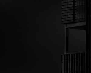 Preview wallpaper building, minimalism, bw, black, dark, architecture