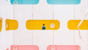 Preview wallpaper building, minimalism, colorful, architecture, windows