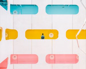 Preview wallpaper building, minimalism, colorful, architecture, windows