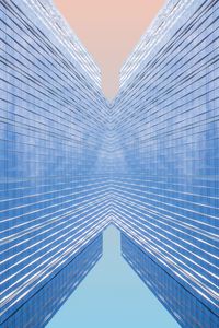 Preview wallpaper building, minimalism, reflection, symmetry