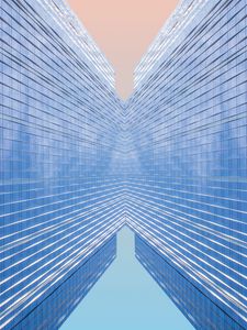 Preview wallpaper building, minimalism, reflection, symmetry
