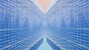 Preview wallpaper building, minimalism, reflection, symmetry