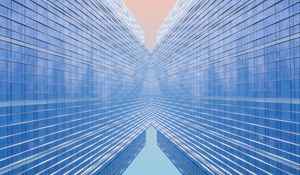 Preview wallpaper building, minimalism, reflection, symmetry