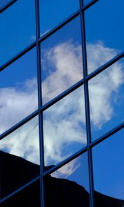 Preview wallpaper building, mirror, sky, blue