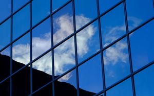 Preview wallpaper building, mirror, sky, blue