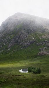 Preview wallpaper building, mountain, valley, nature, greenery