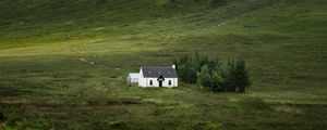 Preview wallpaper building, mountain, valley, nature, greenery