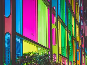 Preview wallpaper building, multicolored, windows