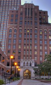 Preview wallpaper building, multi-story, street, night, lights, hdr