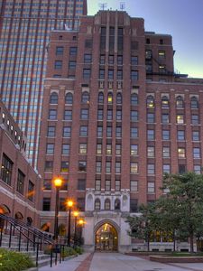 Preview wallpaper building, multi-story, street, night, lights, hdr