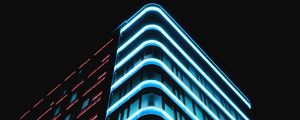 Preview wallpaper building, neon, bottom view