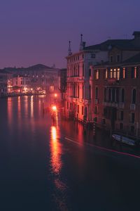 Preview wallpaper building, night city, lights, river