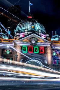 Preview wallpaper building, night city, long exposure, melbourne, australia