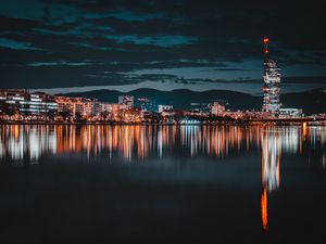 Preview wallpaper building, night city, tower