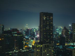 Preview wallpaper building, night city, tower, night