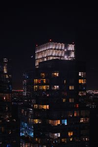 Preview wallpaper building, night city, windows, architecture