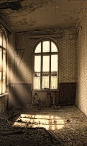 Preview wallpaper building, old, room, ruin, windows