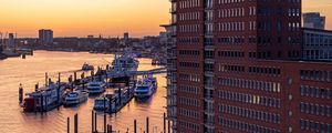 Preview wallpaper building, pier, port, boats, sea