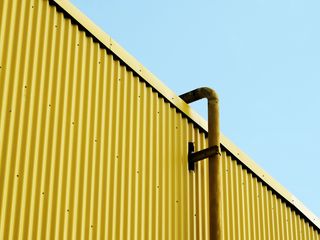 320x240 Wallpaper building, pipe, yellow, minimalism
