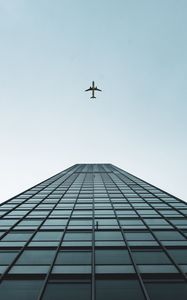 Preview wallpaper building, plane, sky, minimalism