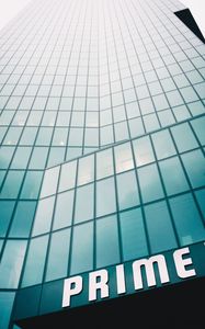 Preview wallpaper building, prime, facade, inscription, minimalism