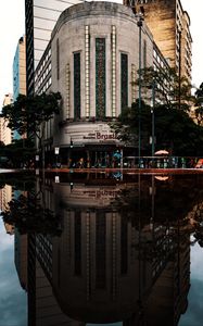 Preview wallpaper building, reflection, architecture, water, trees