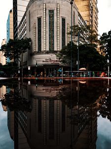 Preview wallpaper building, reflection, architecture, water, trees