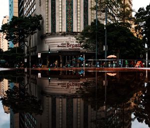 Preview wallpaper building, reflection, architecture, water, trees