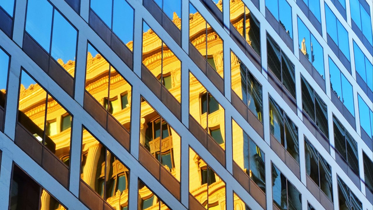 Wallpaper building, reflection, facade, glass