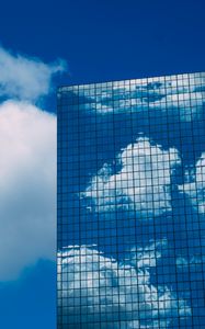 Preview wallpaper building, reflection, facade, glassy, clouds, sky