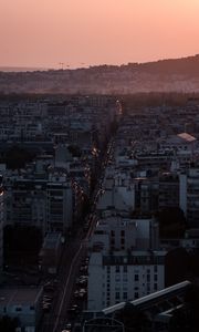 Preview wallpaper building, road, city, architecture, evening